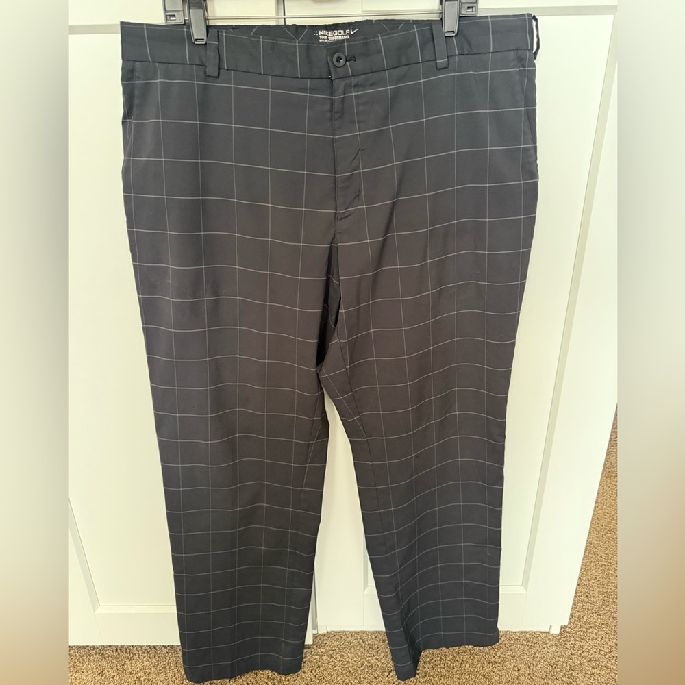 Nike Golf Pants / Slack, Navy Blue with Grey/Blue Checkered Pattern, 38/32